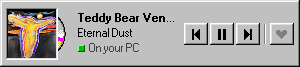 The Song strip widget showing the PC's song, with a green light and “On your PC”